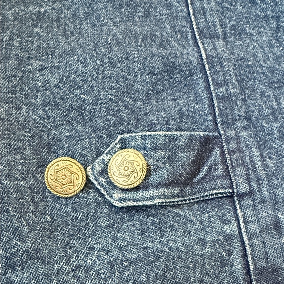 VINTAGE Texas RHYTHM BLUE WOMEN'S BLUE DENIM VEST XL - Picture 10 of 13